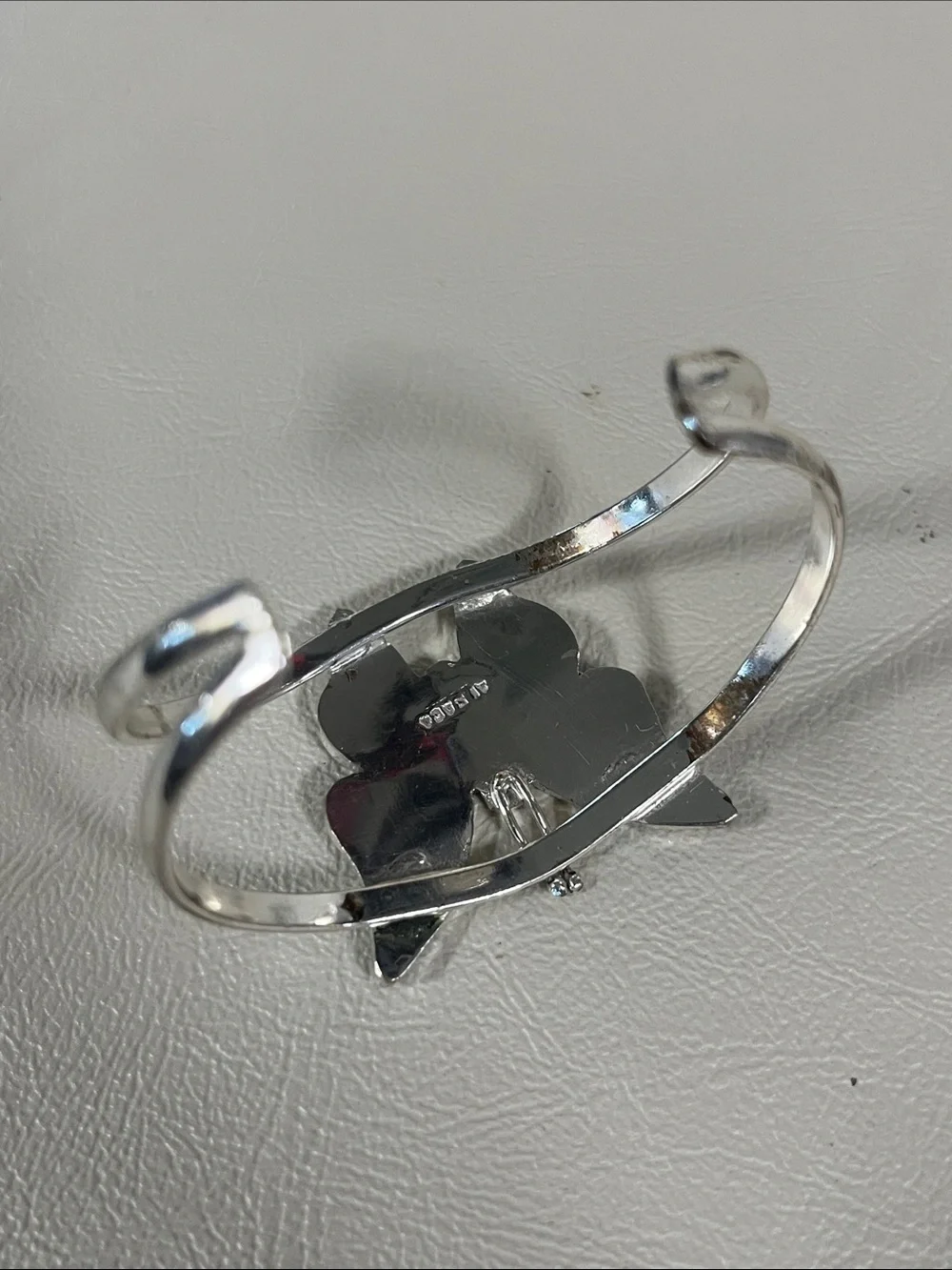 Iridescent Butterfly Cuff Bracelet - Silver Tone